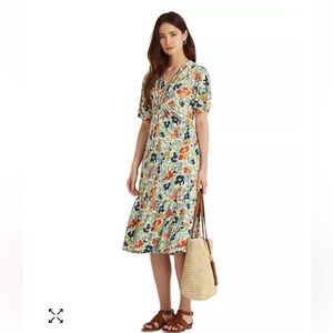 Lauren Ralph Lauren Floral Knot-Front midi Dress women S/P boho festival linen